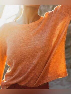 Faherty’s Reenie Linen Sweater in Tiger Lily size XS